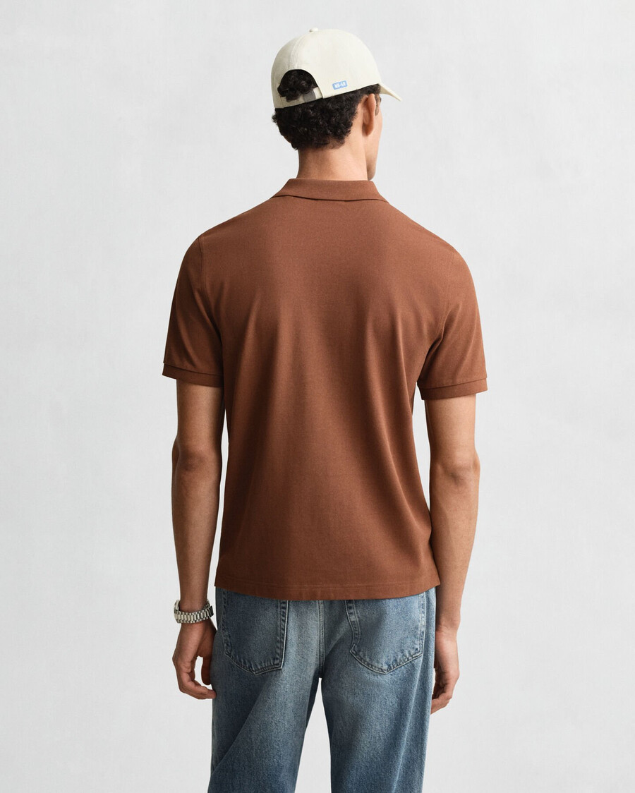 tricou polo shield piqué cu croială regulată - maro mahon