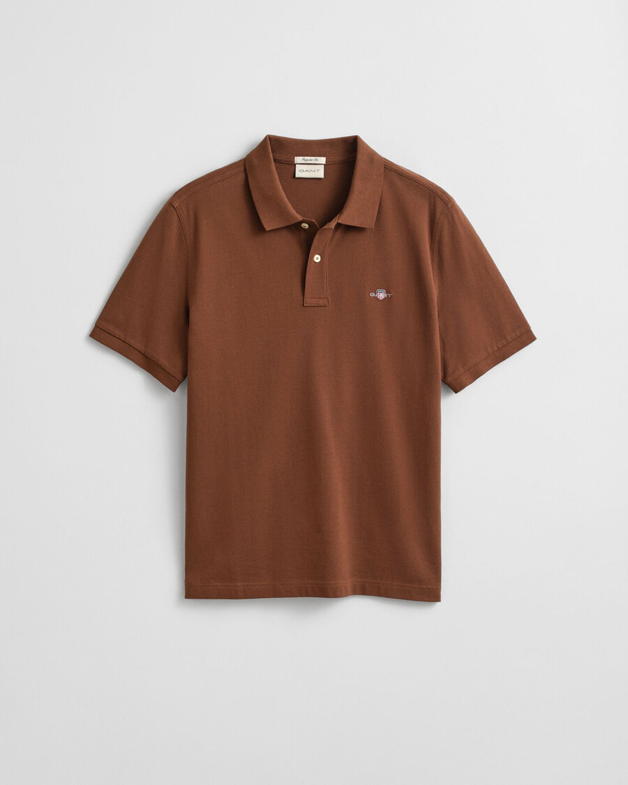 tricou polo shield piqué cu croială regulată - maro mahon