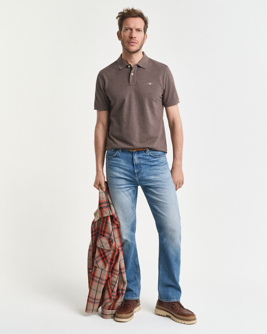 tricou polo shield piqué cu croială regulată - seawood melange