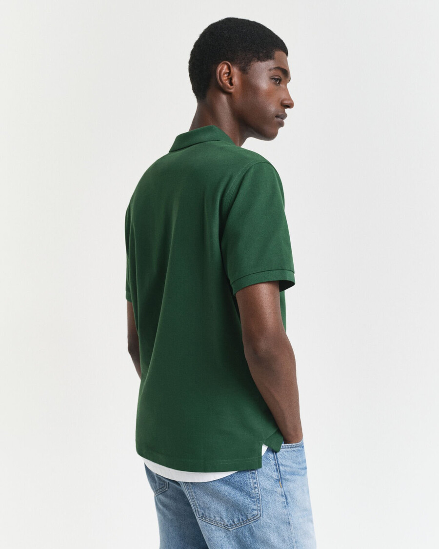 tricou polo regular fit shield piqué - verde pădure