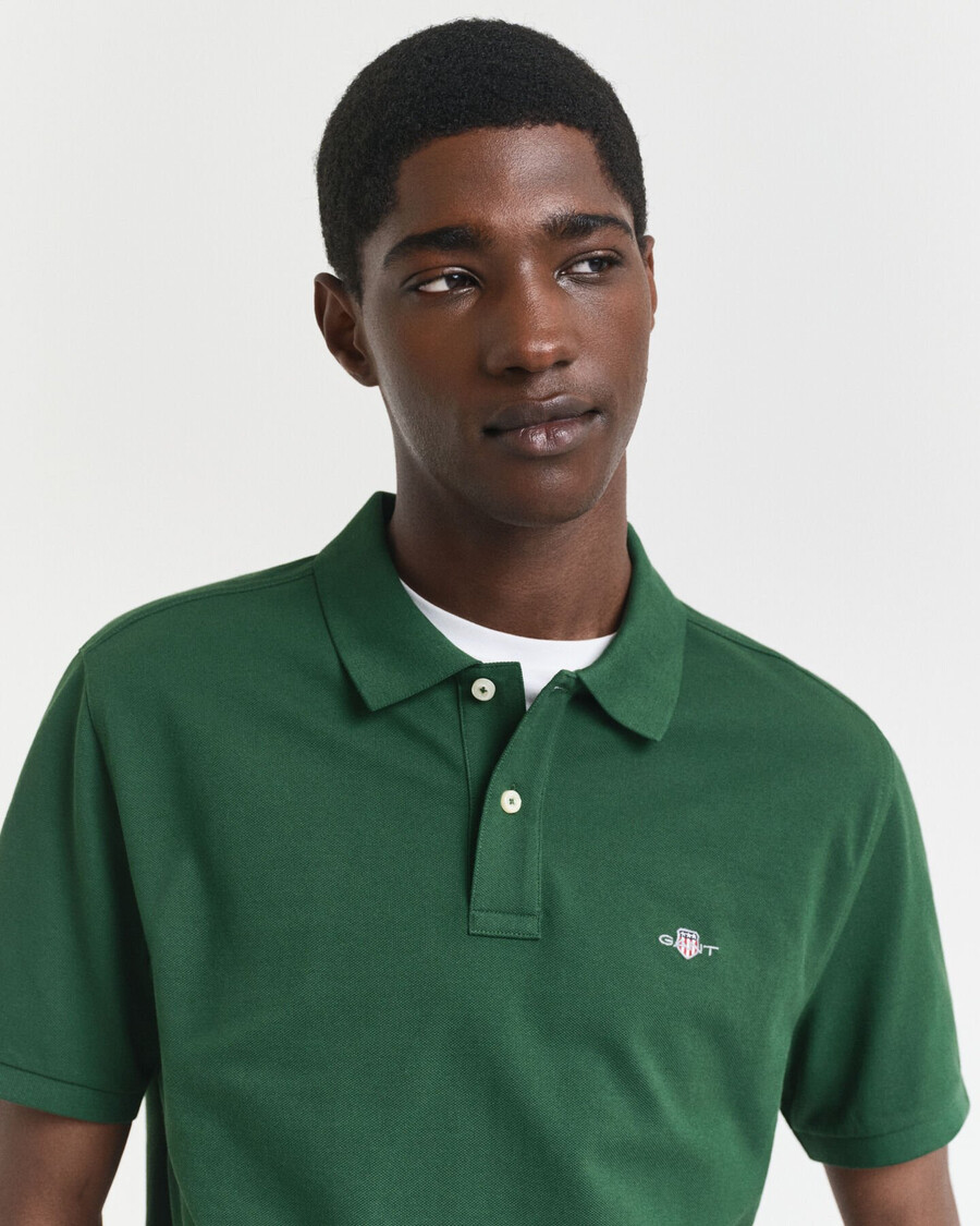 tricou polo regular fit shield piqué - verde pădure