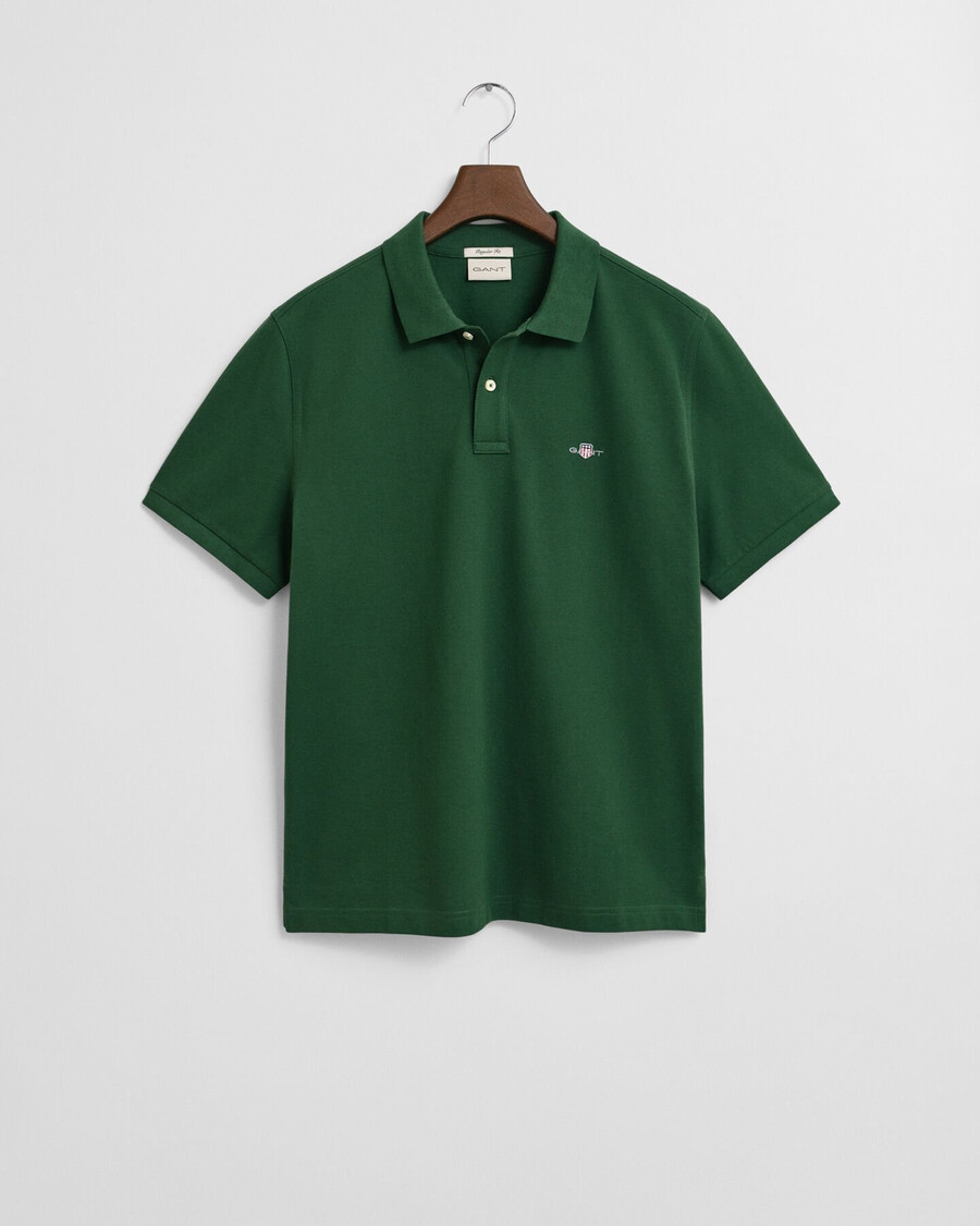 tricou polo regular fit shield piqué - verde pădure