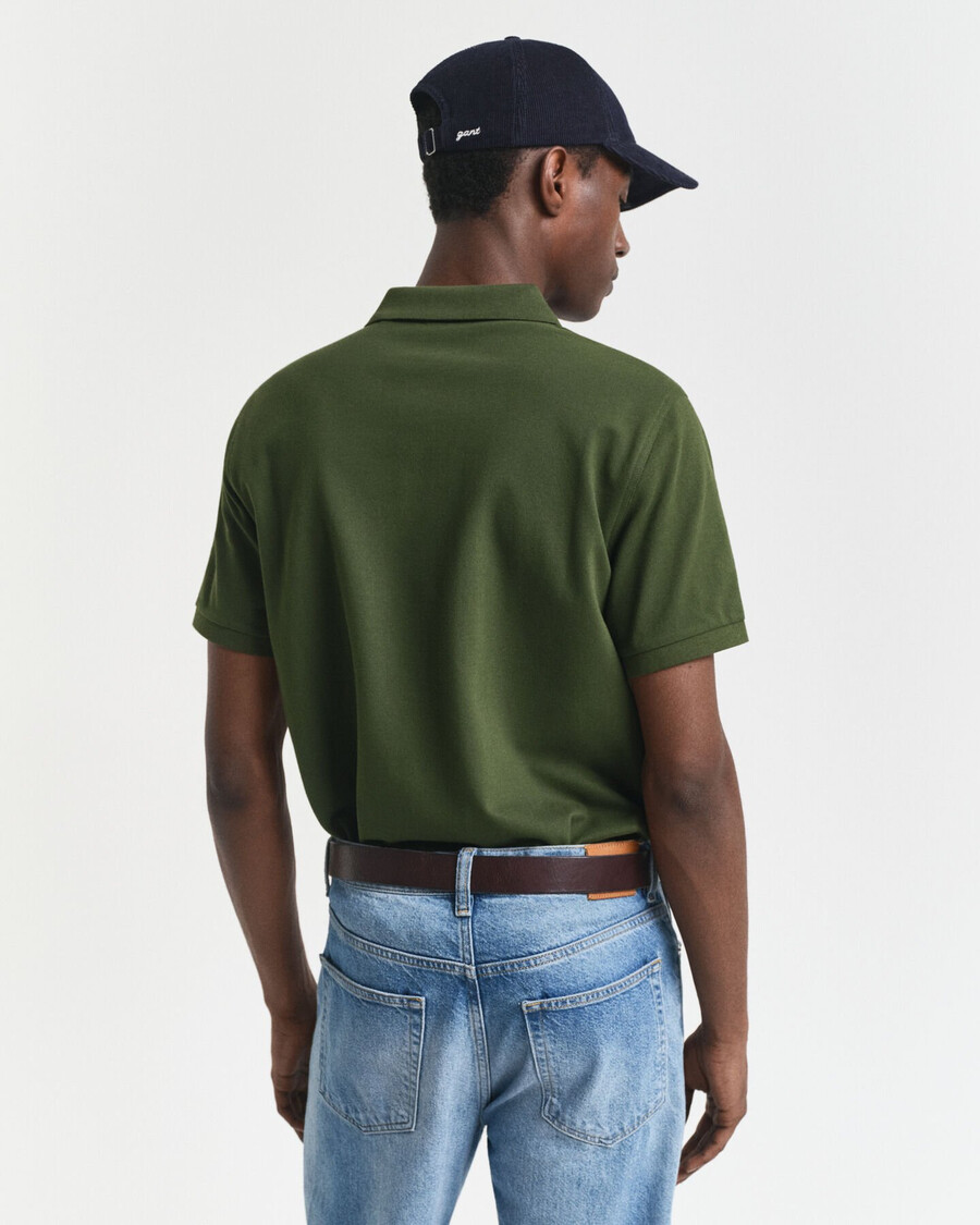 tricou polo piqué shield cu croială regulată - verde țăran