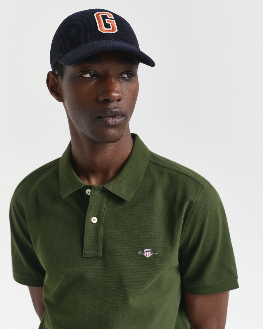 tricou polo piqué shield cu croială regulată - verde țăran