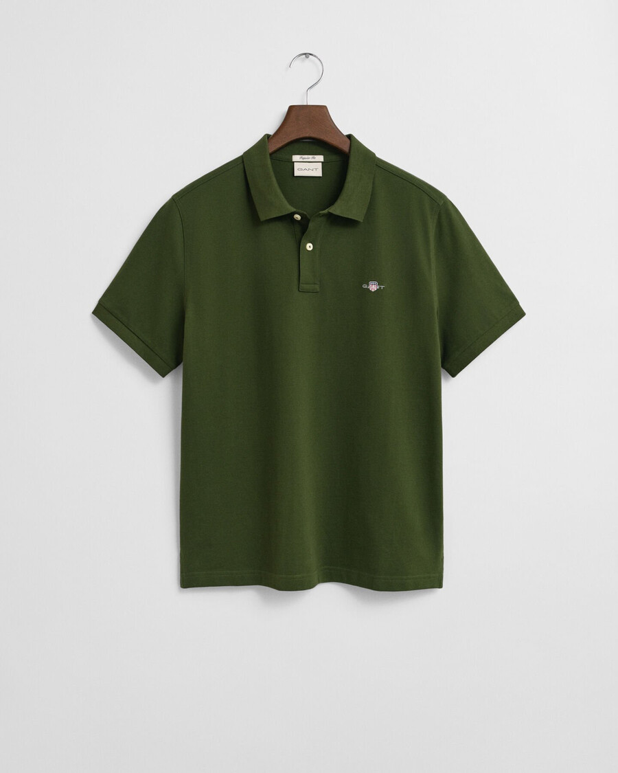 tricou polo piqué shield cu croială regulată - verde țăran