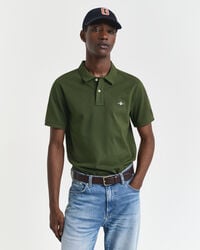 tricou polo piqué shield cu croială regulată - verde țăran