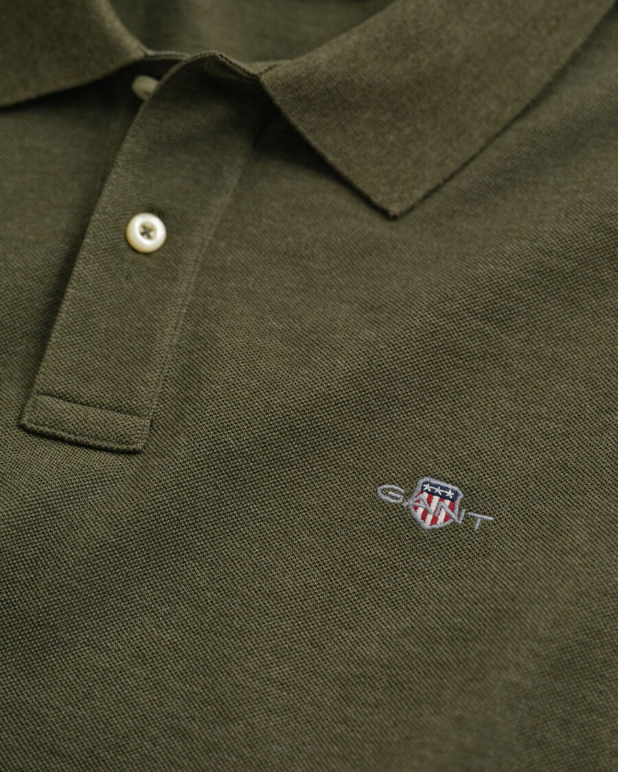 tricou polo shield piqué cu croială regulată - verde kaki melanj