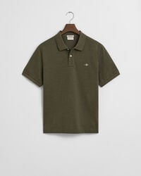 tricou polo shield piqué cu croială regulată - verde kaki melanj