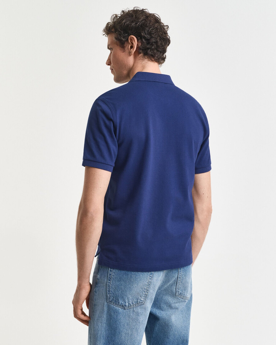 tricou polo cu croială regulată shield piqué - albastru persan
