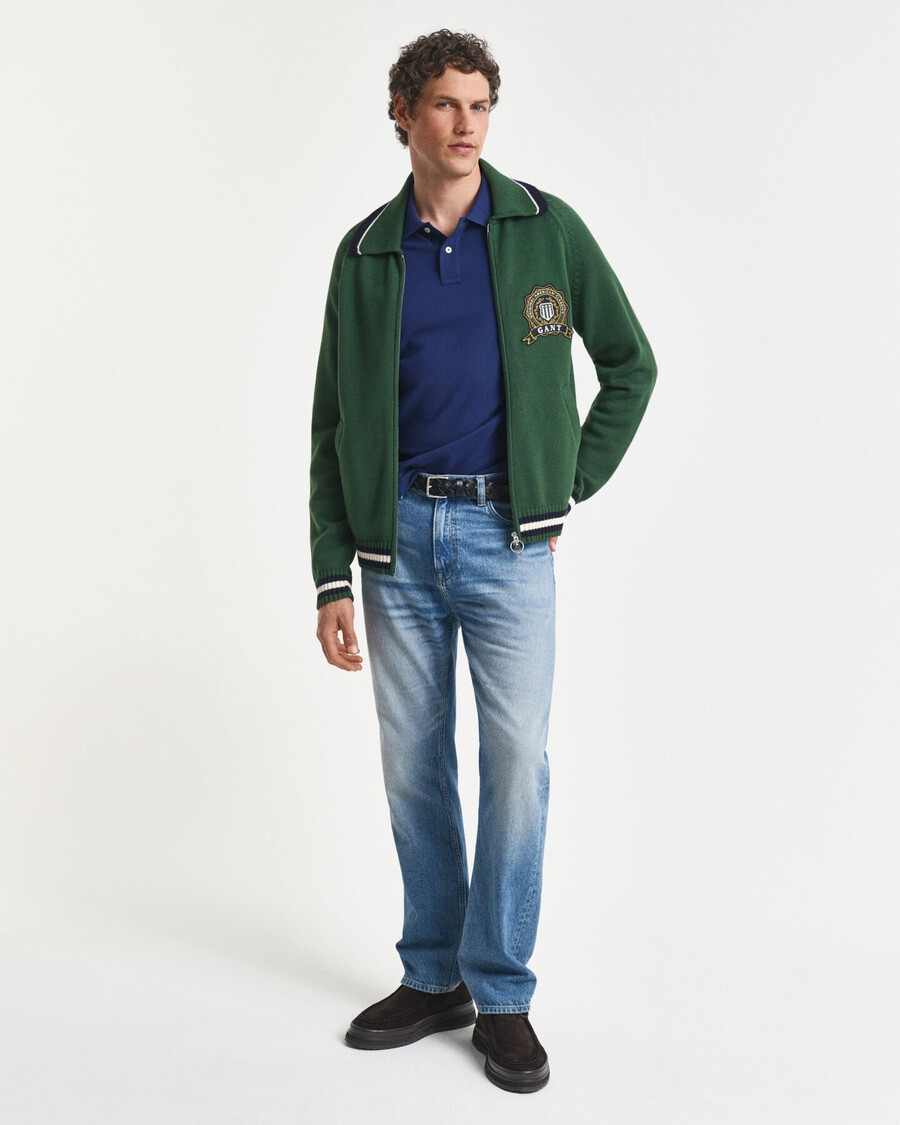 tricou polo cu croială regulată shield piqué - albastru persan