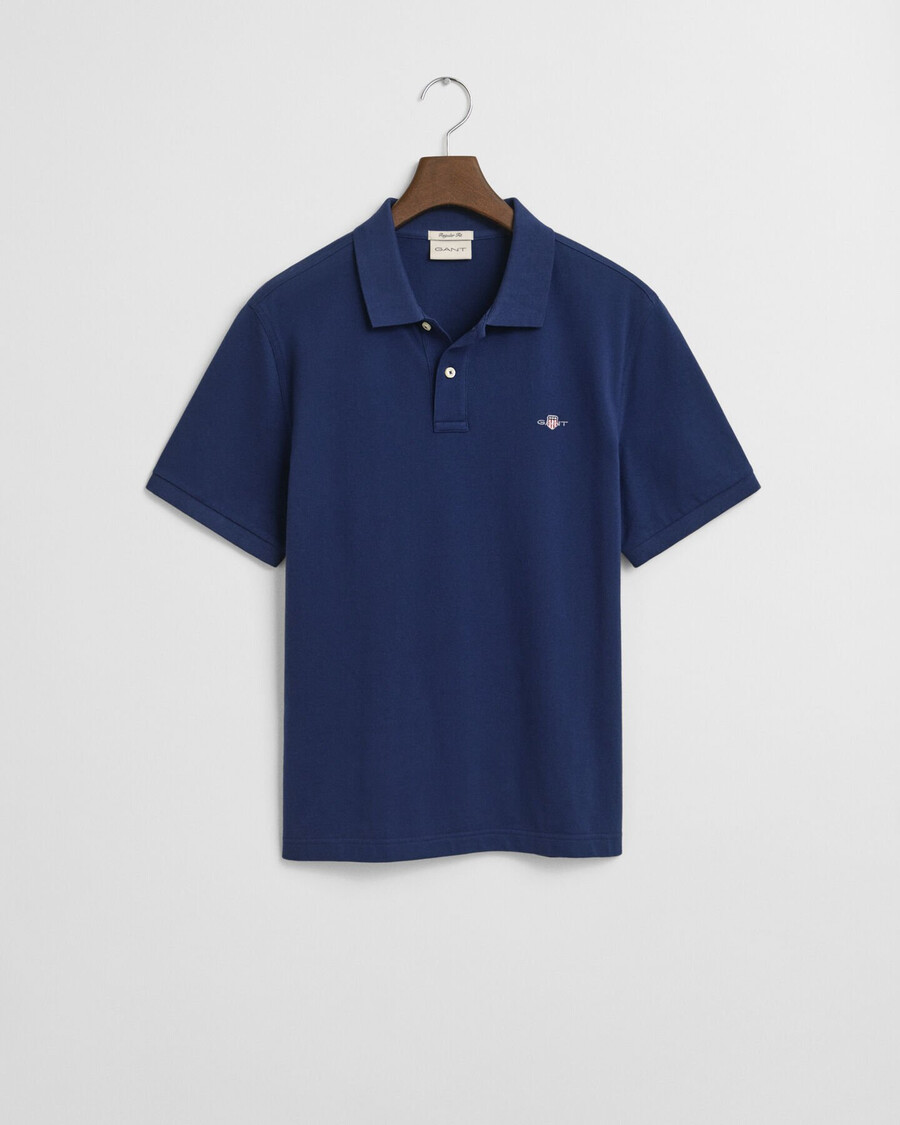 tricou polo cu croială regulată shield piqué - albastru persan