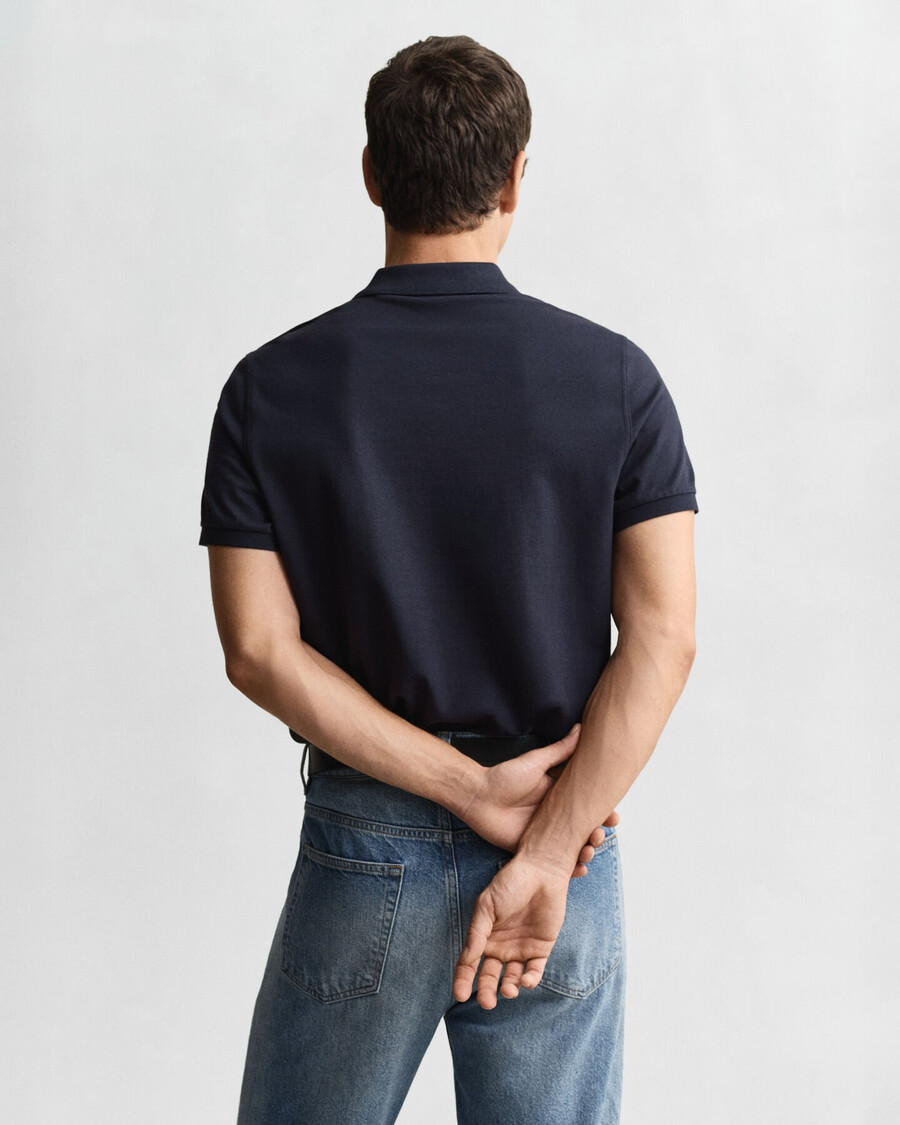 tricou polo regular fit shield piqué - albastru seara
