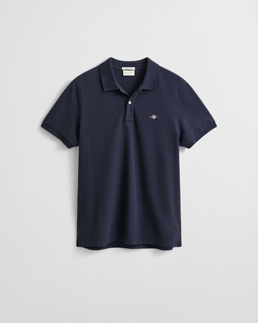 tricou polo regular fit shield piqué - albastru seara
