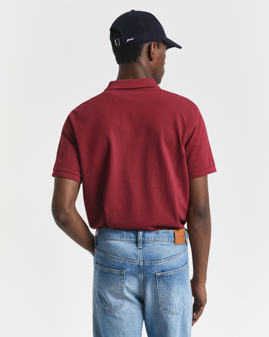 tricou polo shield piqué cu croială regulată - roșu plin
