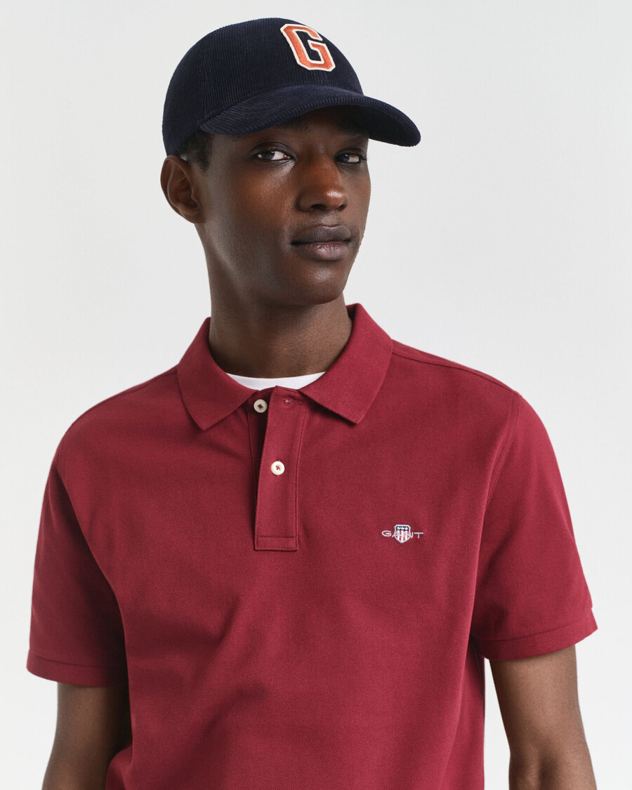 tricou polo shield piqué cu croială regulată - roșu plin