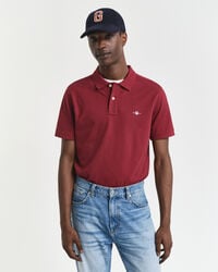 tricou polo shield piqué cu croială regulată - roșu plin