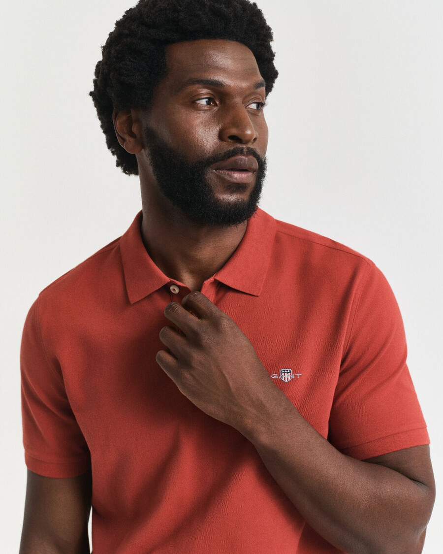 tricou polo regular fit shield piqué - ruj modern