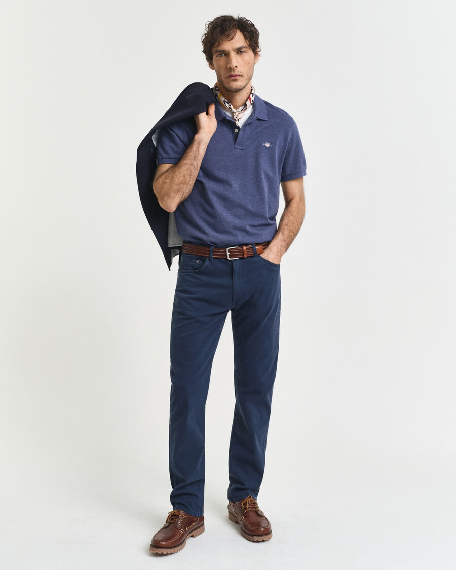 cămașă polo shield piqué de culoare regulară - dk jeansblue melange