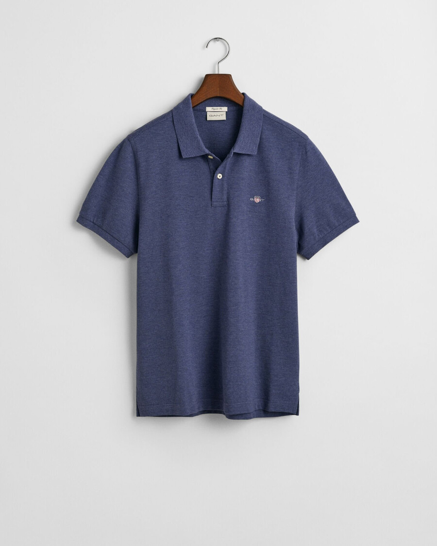 cămașă polo shield piqué de culoare regulară - dk jeansblue melange