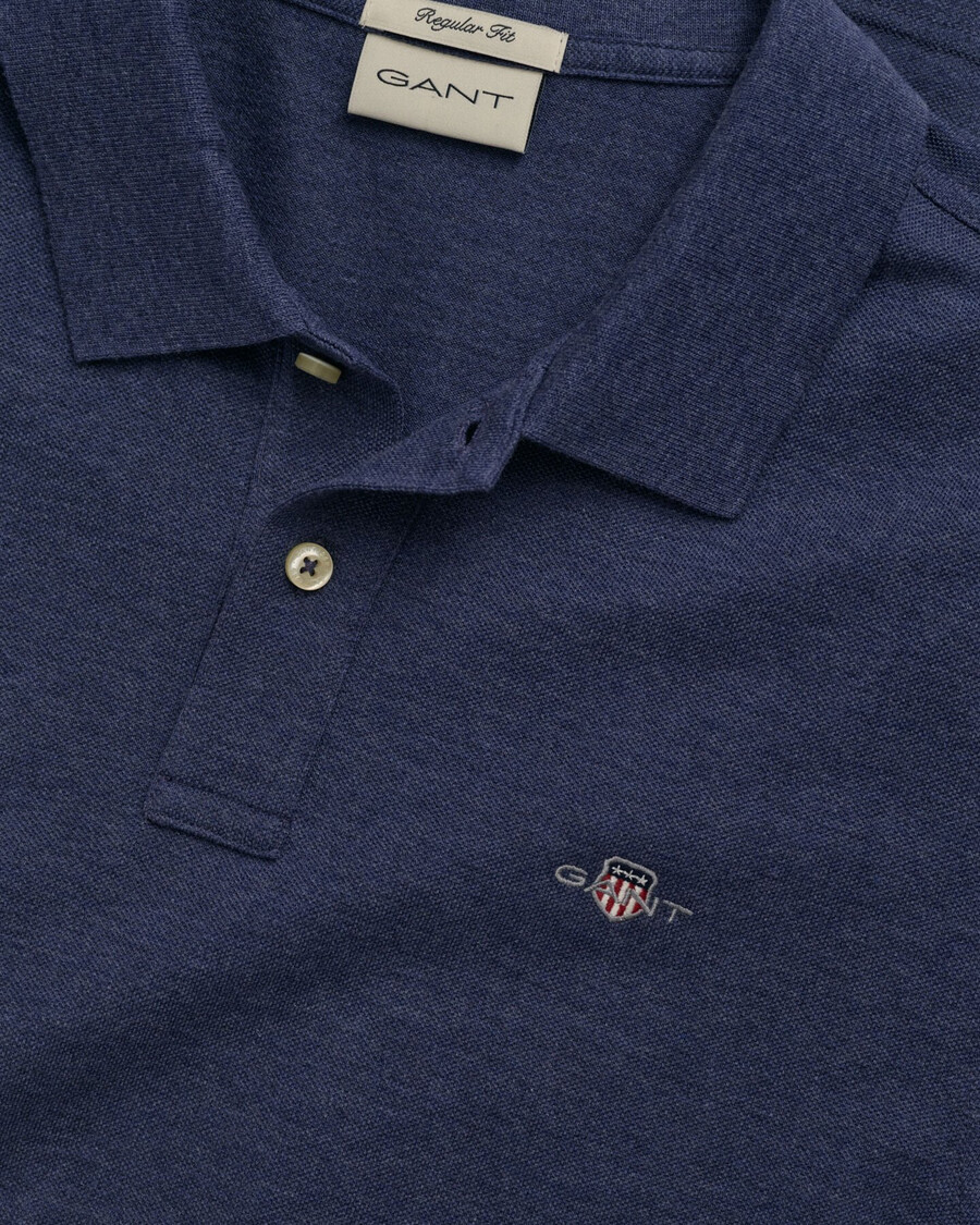 cămașă polo shield piqué de culoare regulară - dk jeansblue melange