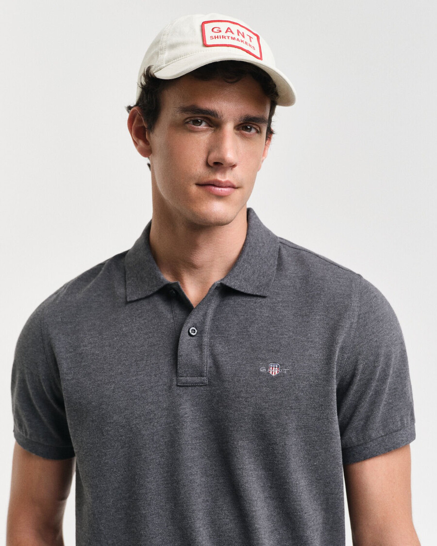 tricou polo shield piqué de culoare regulară - antracit melange