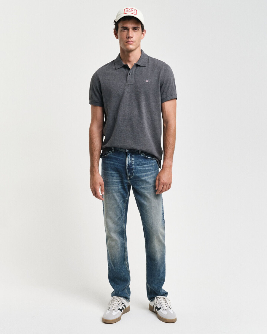 tricou polo shield piqué de culoare regulară - antracit melange