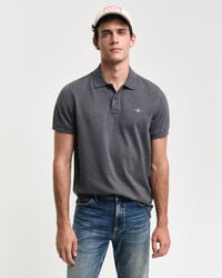 tricou polo shield piqué de culoare regulară - antracit melange