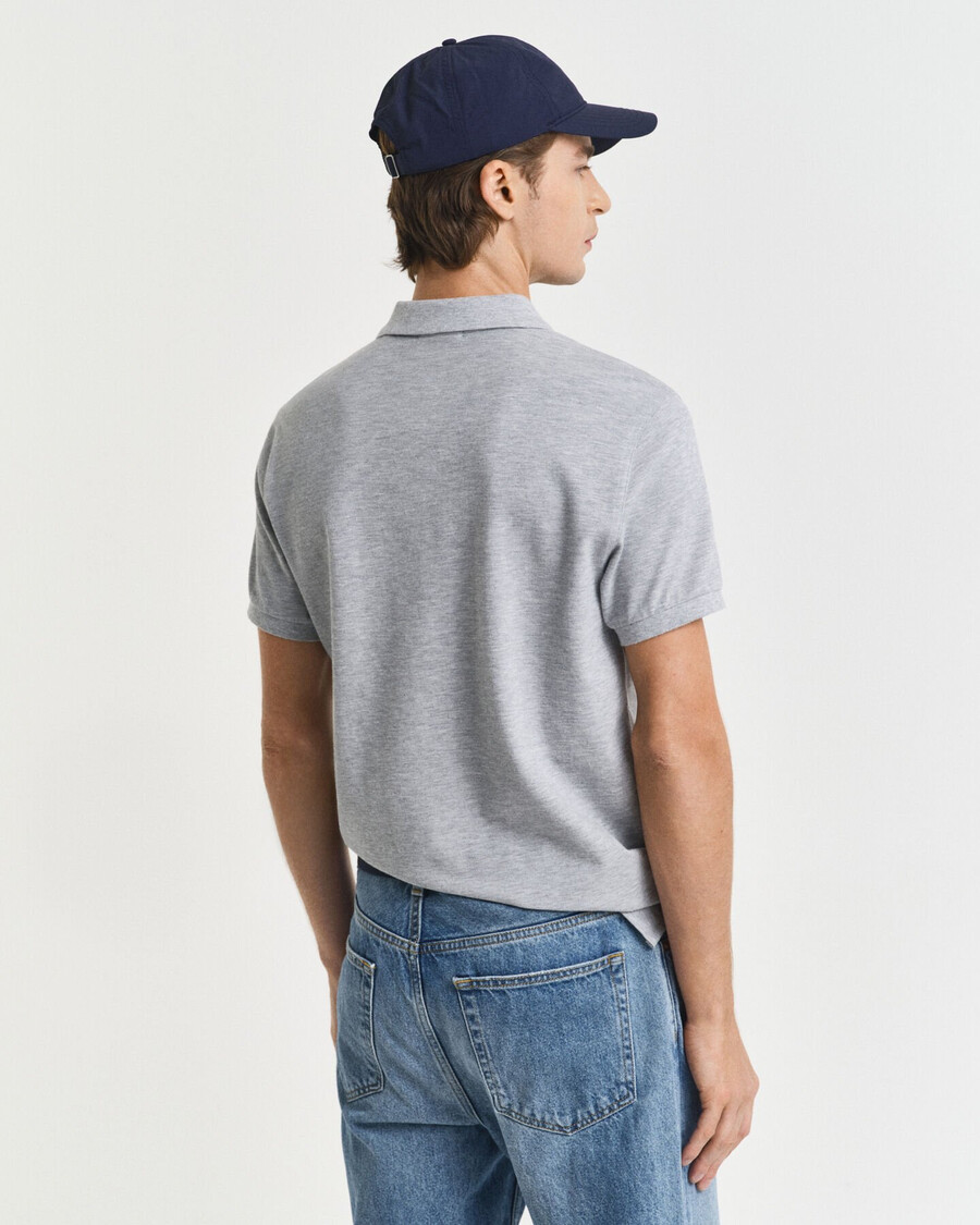 tricou polo shield piqué slim fit - gri melange