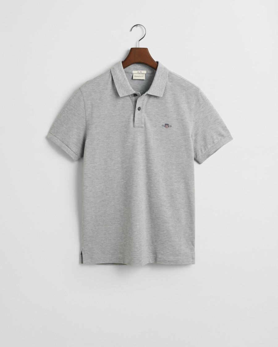 tricou polo shield piqué slim fit - gri melange