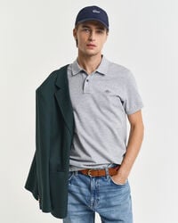 tricou polo shield piqué slim fit - gri melange