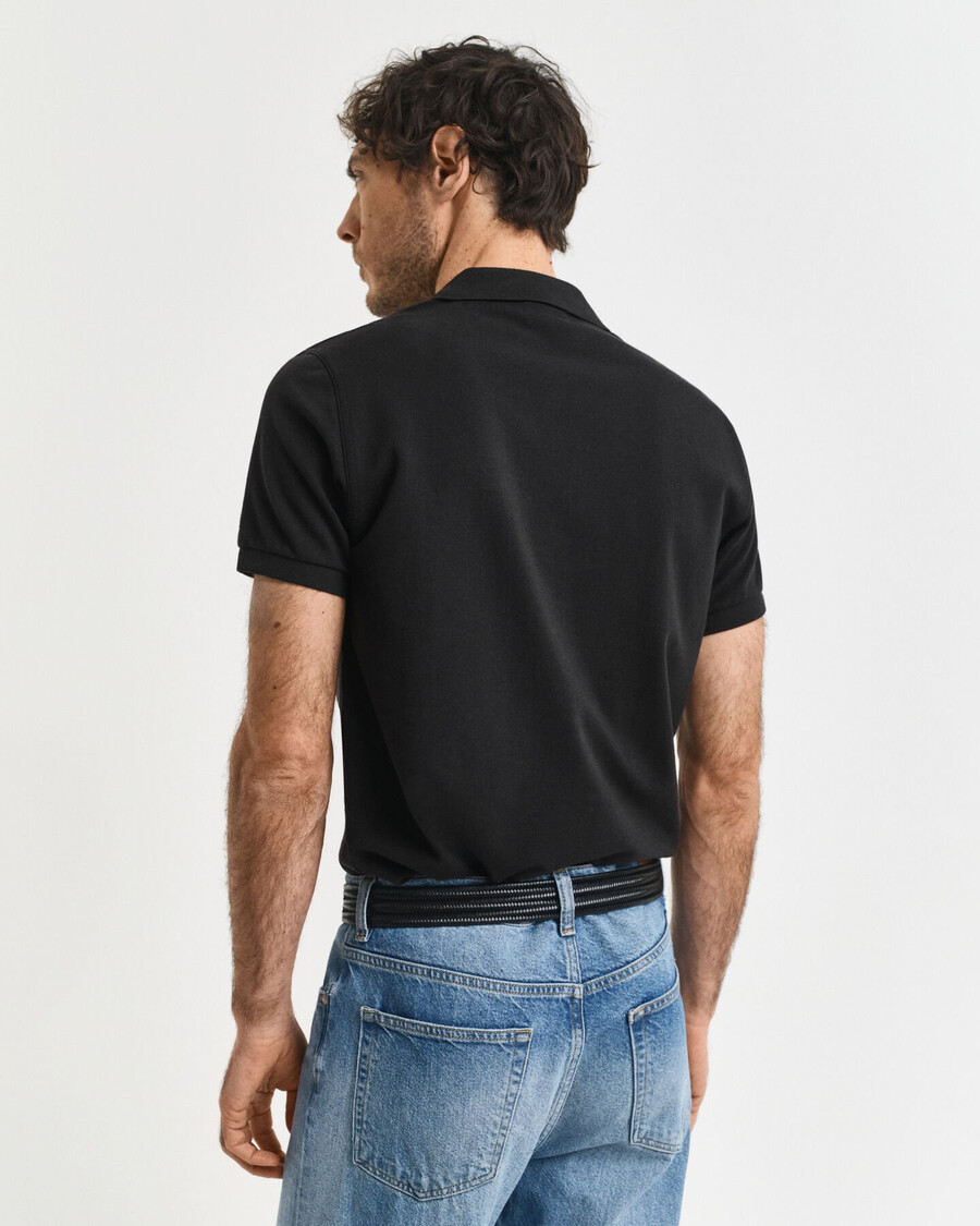 tricou polo shield piqué slim fit - negru