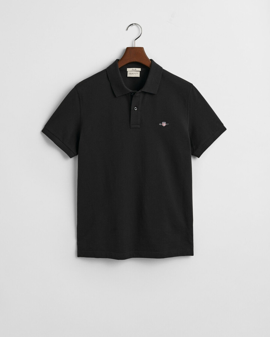 tricou polo shield piqué slim fit - negru