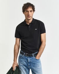 tricou polo shield piqué slim fit - negru