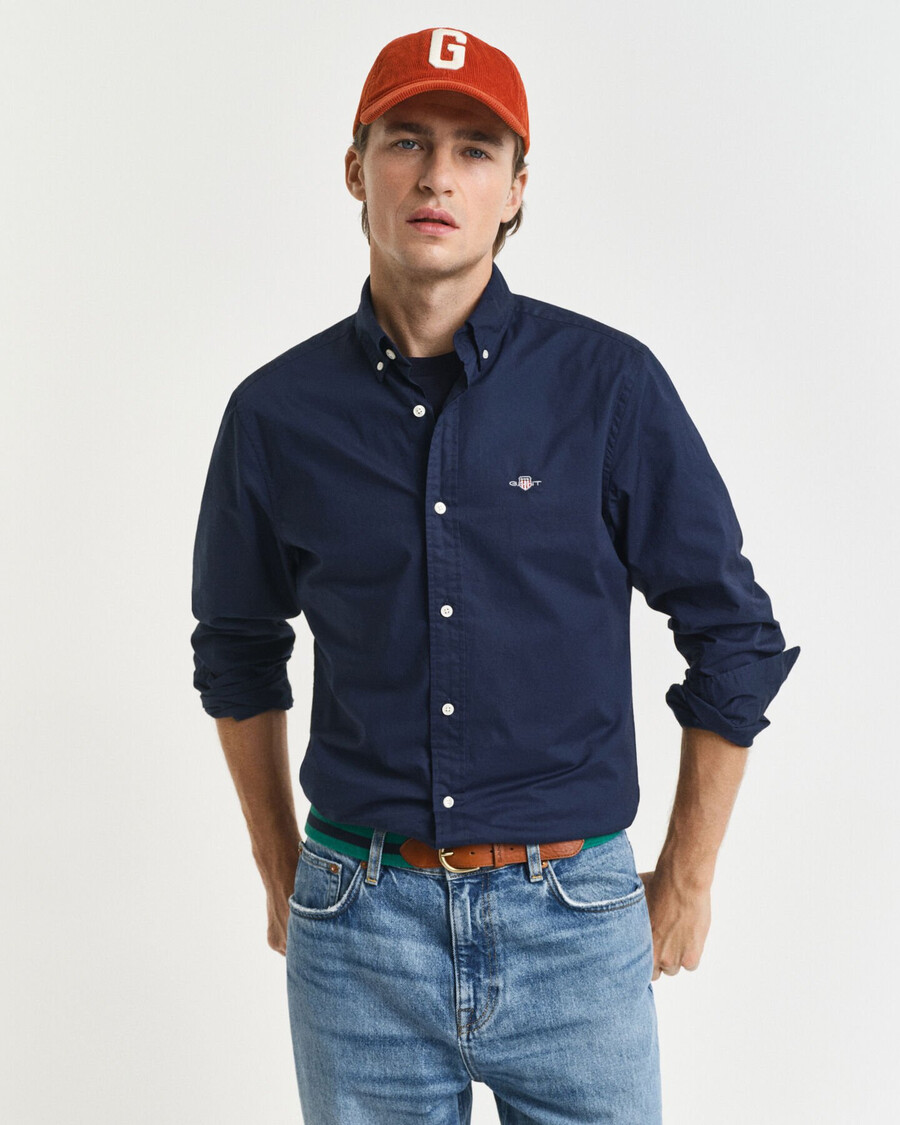 cămașă clasică din poplin croială slim fit - bleumarin