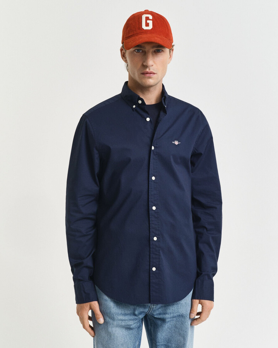 cămașă clasică din poplin croială slim fit - bleumarin