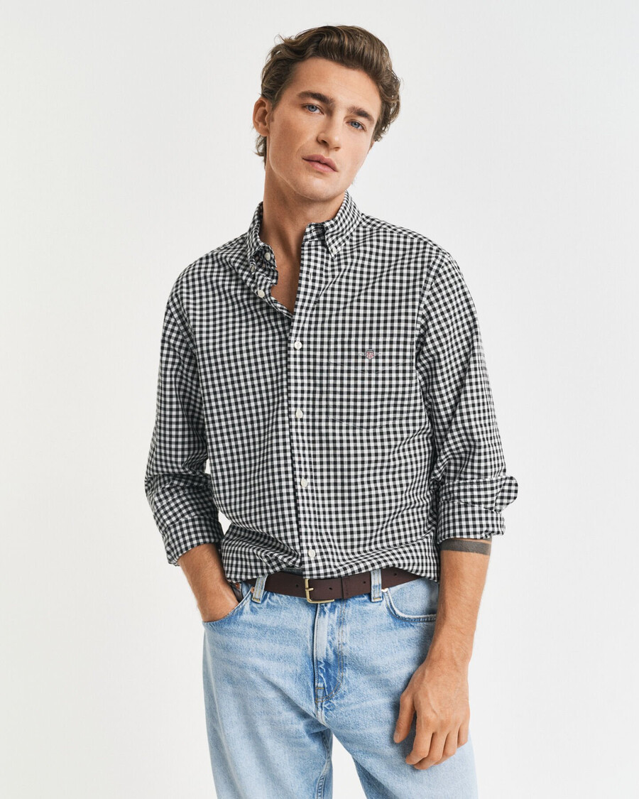 cămașă clasică din poplin cu croială regulată - negru