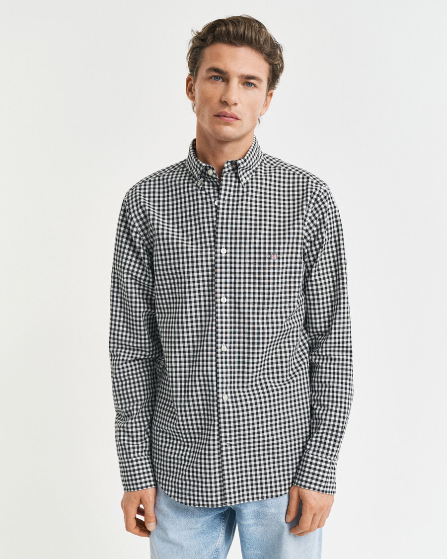 cămașă clasică din poplin cu croială regulată - negru