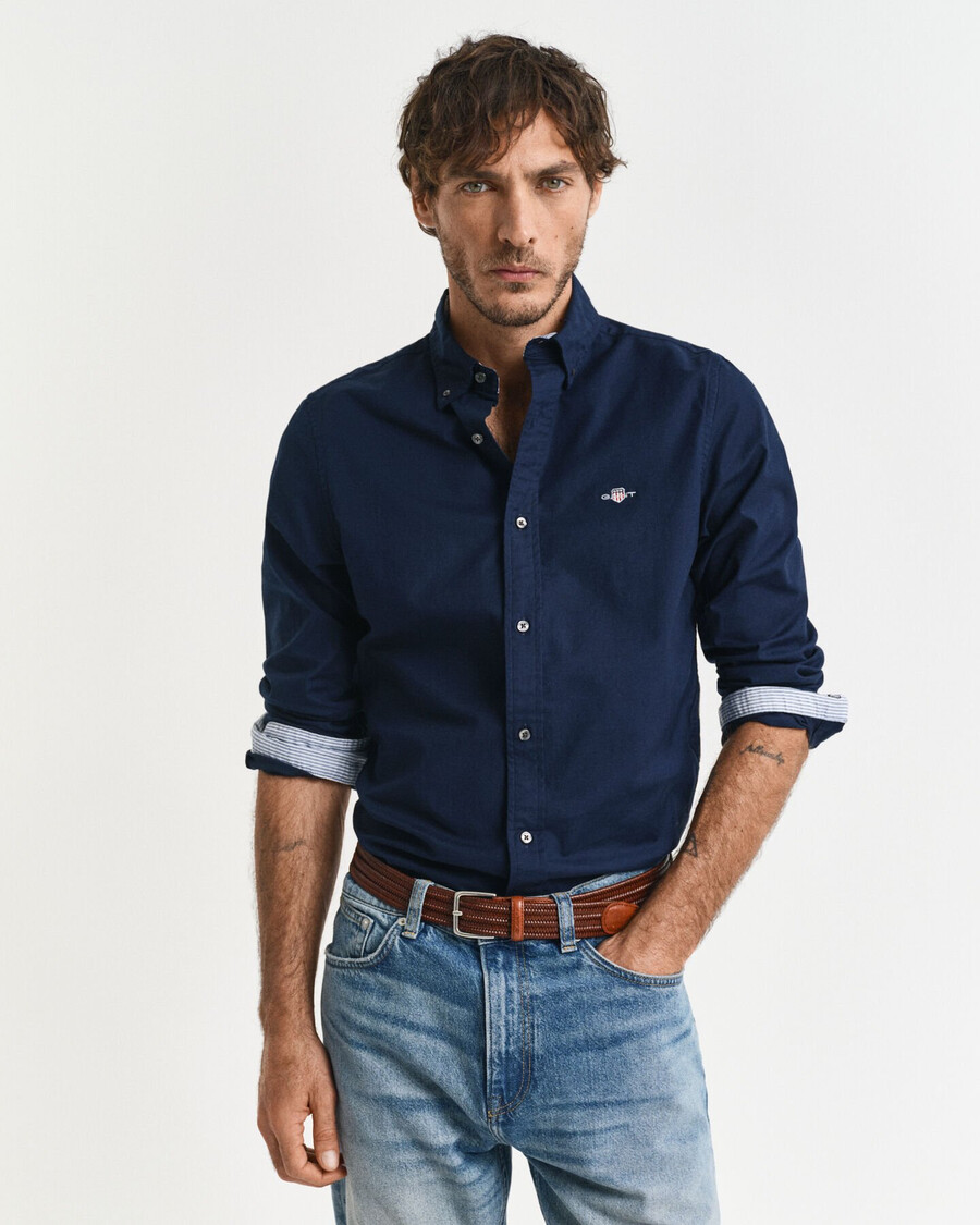cămașă oxford stretch slim fit - bleumarin