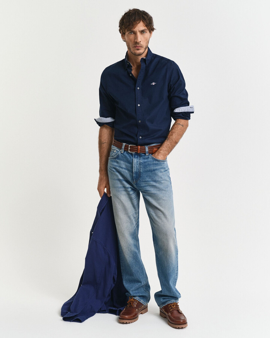cămașă oxford stretch slim fit - bleumarin