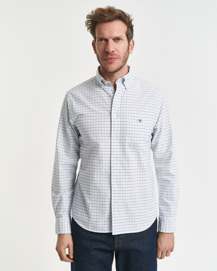 cămașă oxford tattersall classic cu croială regulată - albastru deschis