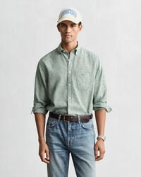 cămașă regular fit din bumbac și in - verde woody