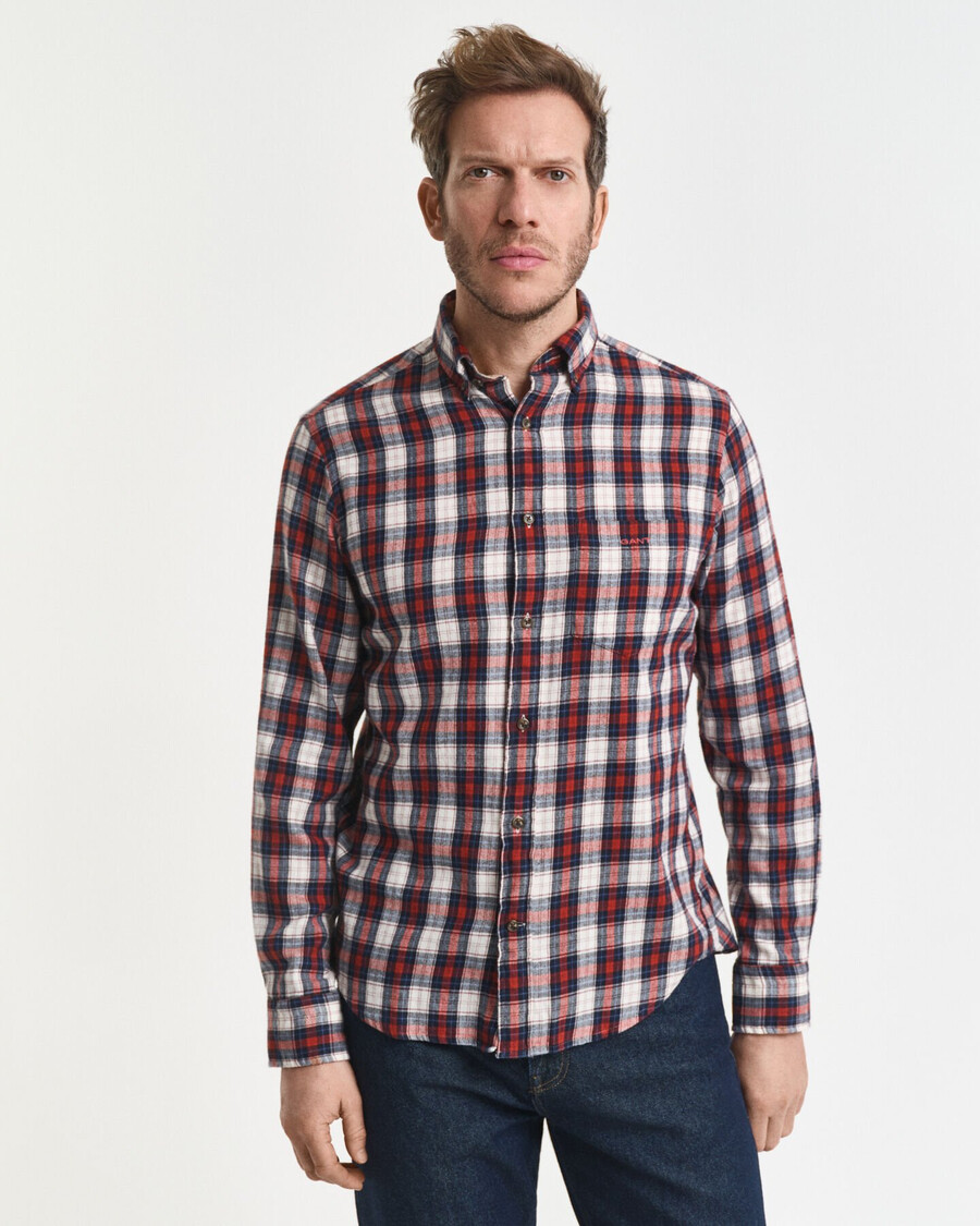 cămașă din flanel cu croială regulată în carouri model windblown - modern rust