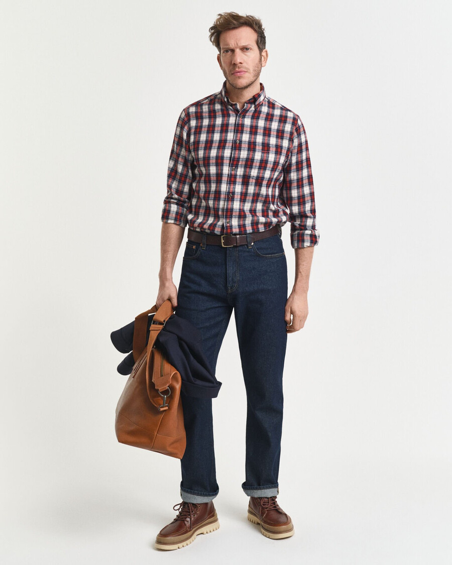 cămașă din flanel cu croială regulată în carouri model windblown - modern rust