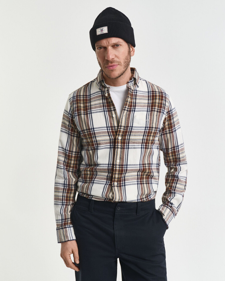 cămașă din flanel cu croială regulată model windblown - crem