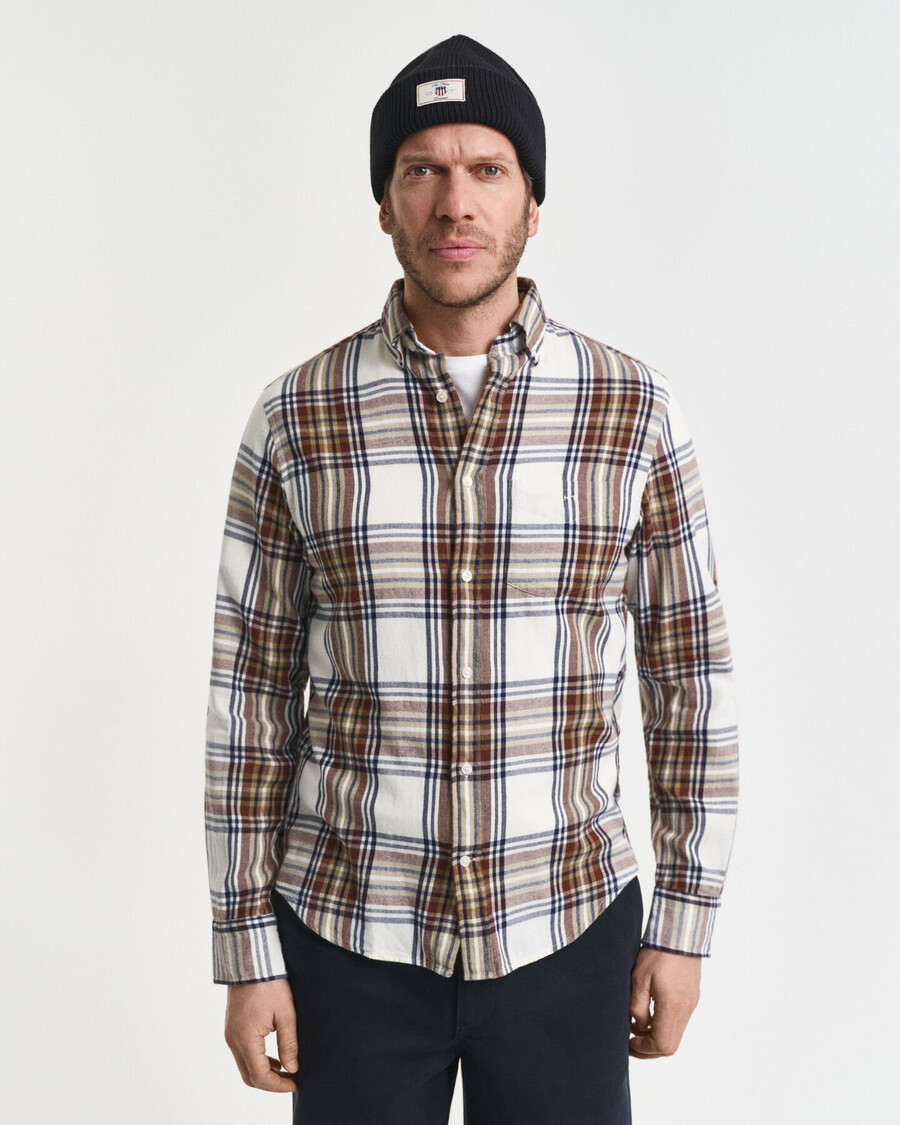 cămașă din flanel cu croială regulată model windblown - crem