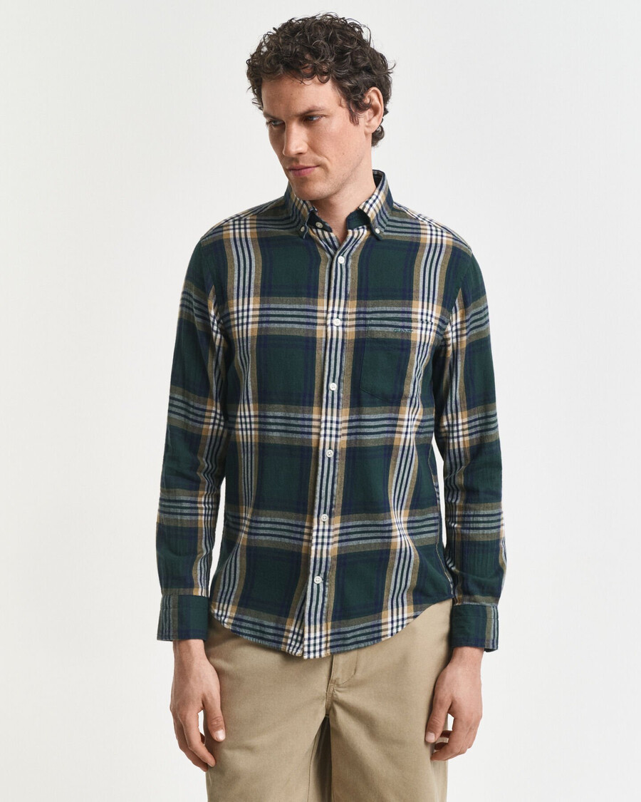 cămașă din flanel cu croială regulată model windblown - verde tartan