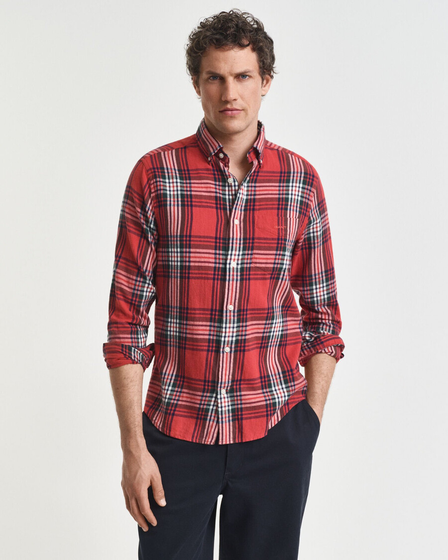 cămașă cu croială regulată model windblown flannel check - modern rust