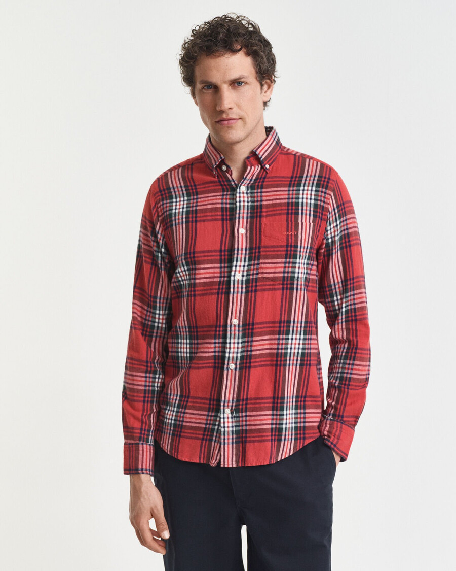 cămașă cu croială regulată model windblown flannel check - modern rust