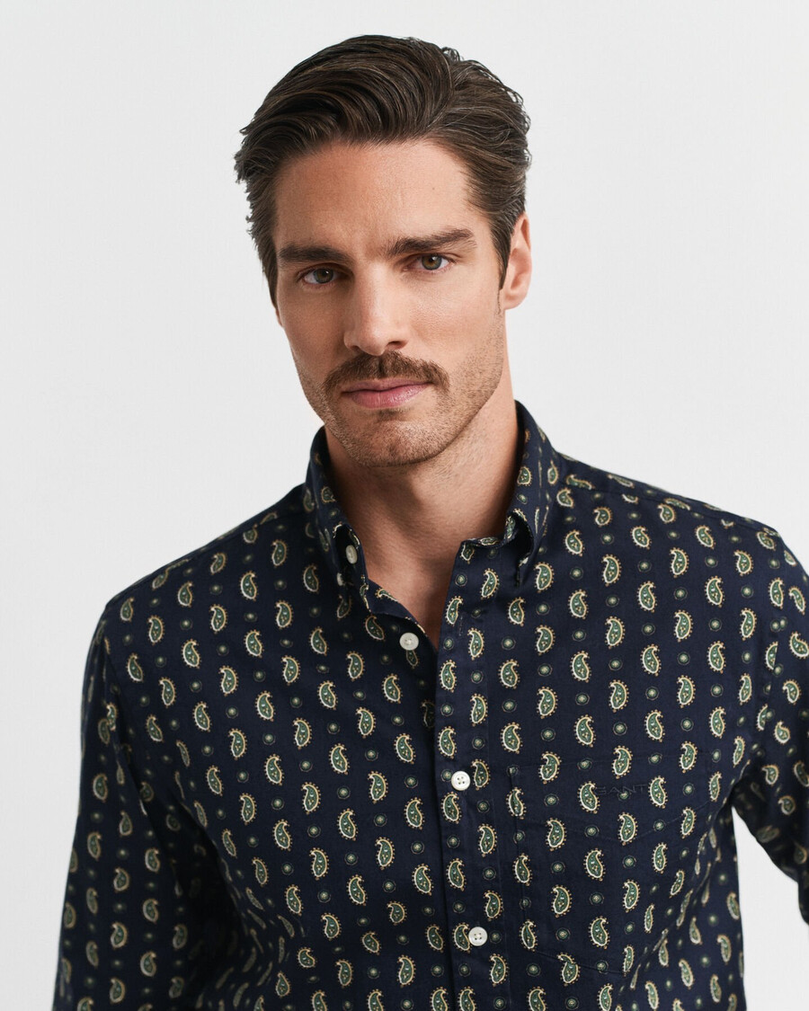 cămașă twill cu imprimeu paisley croială regulată - albastru seară