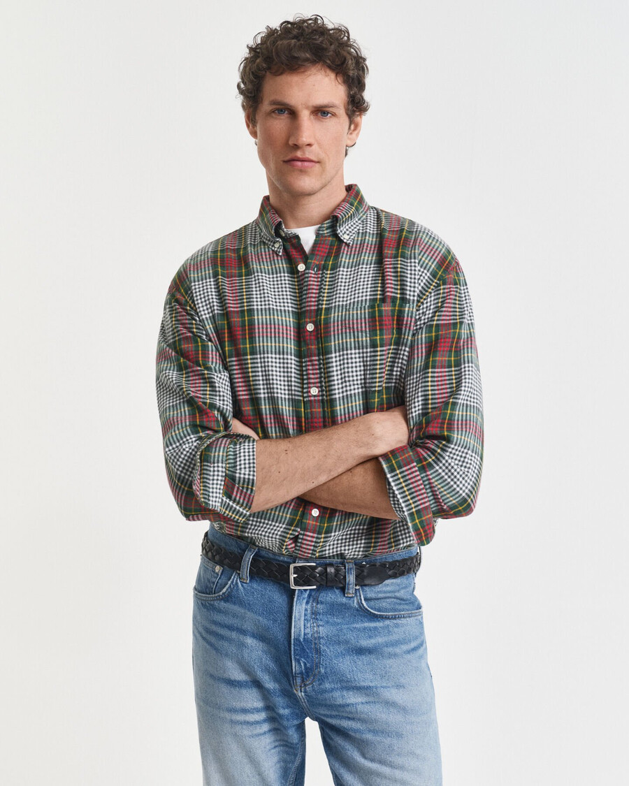 cămașă ușoară în carouri croială relaxată - verde tartan